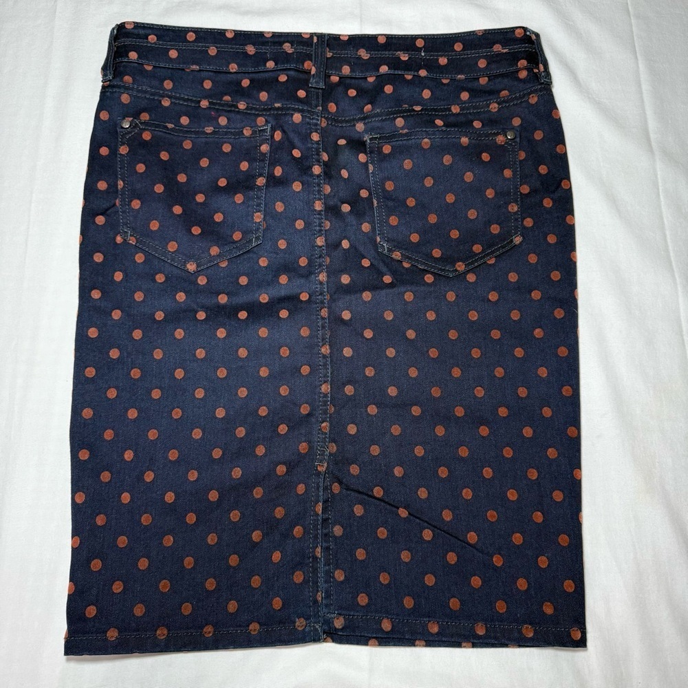 PILCRO & the Letterpress 28 Blue Denim Polka Dots Pencil Skirt Anthropologie - Picture 8 of 8
